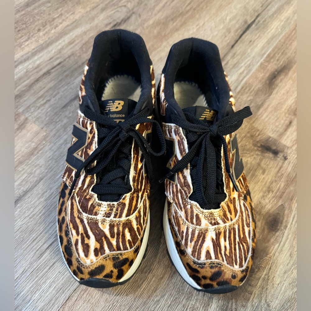 New Balance 574 Leather Calf Hair Leopard Print shoes